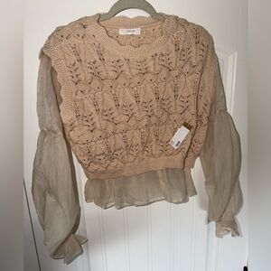 Lula Beige Lace Knit Blouse